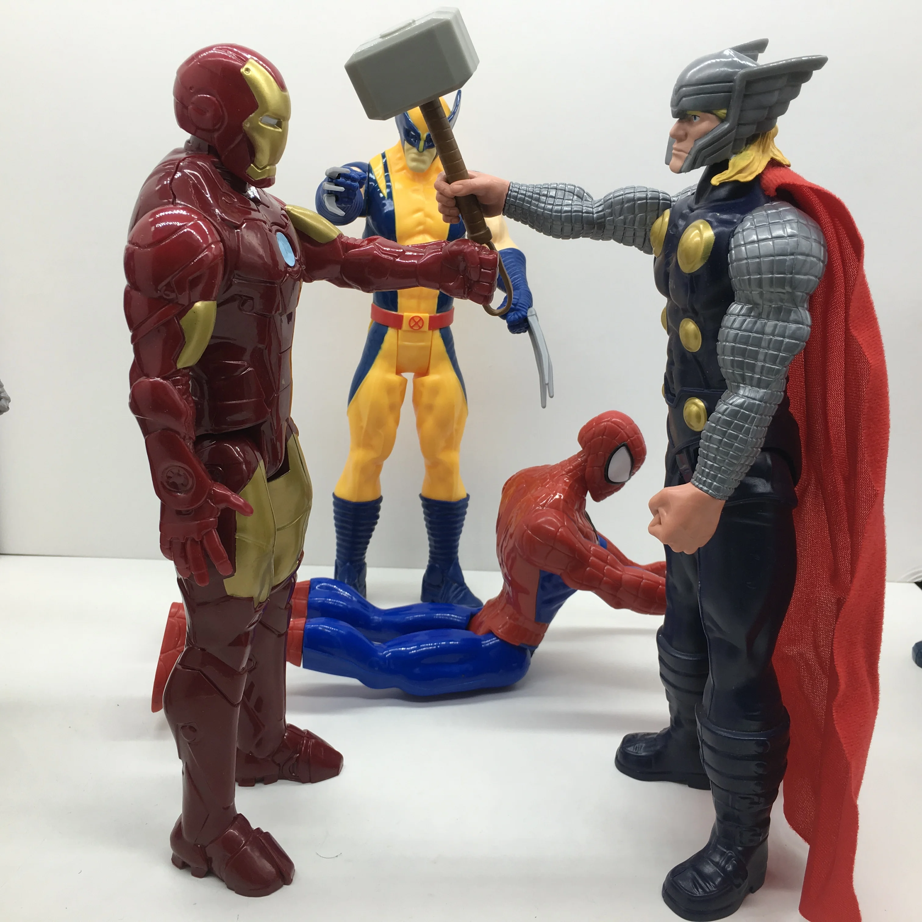 30 см Marvel Мстители Тор Капитан Америка Железный человек паук Росомаха фигурка игрушка кукла Детская подарки OPP пакет