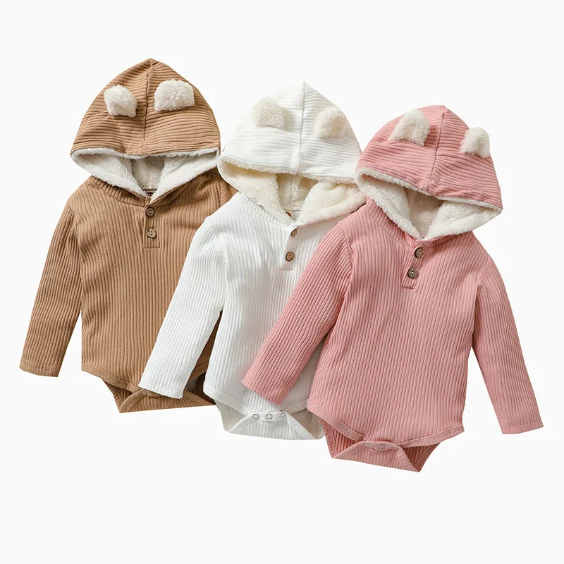 

Детский однотонный комбинезон на флисовой подкладке, с длинным рукавом и капюшоном