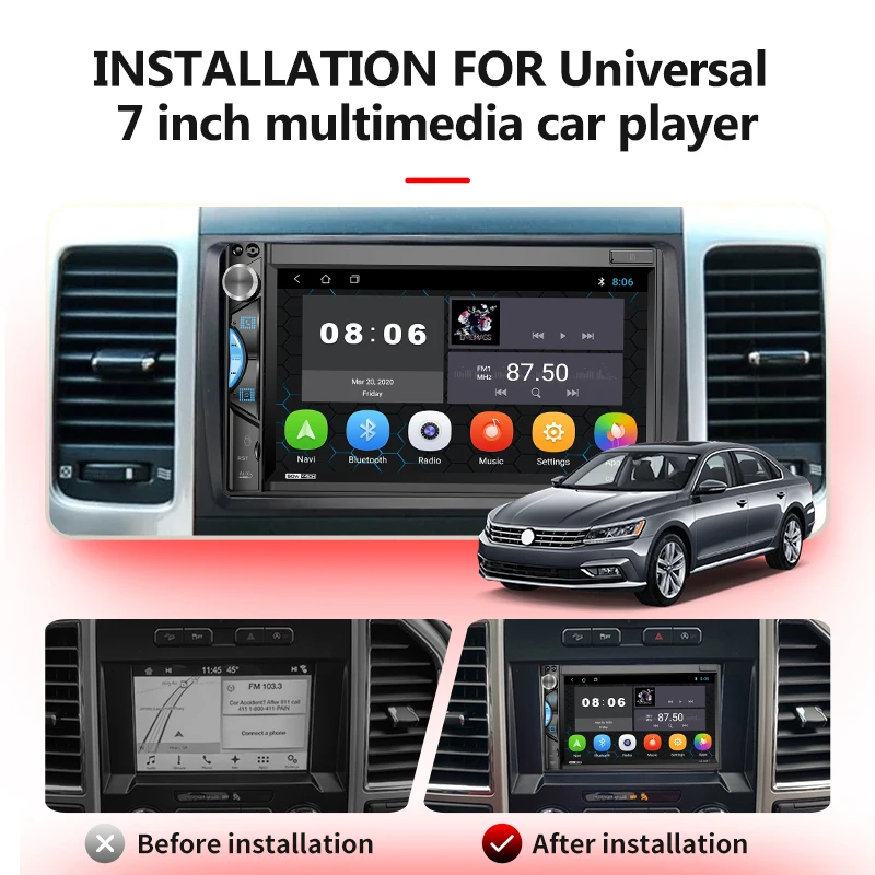2din Car Radio HD Multimedia Video Player GPS Bluetooth FM For Universal Android System Support Rear Camera | Автомобили и