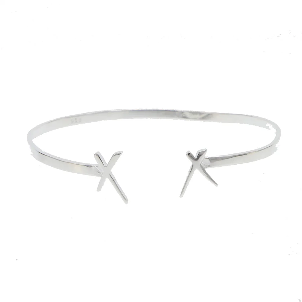Женский Браслет манжета из серебра 925 пробы с крестом X|Гибкие и жесткие браслеты|