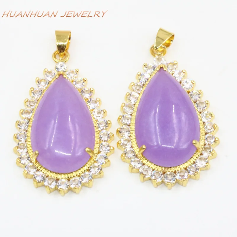 

Фиолетовый падение Нержавеющая сталь кристалл камень кулон 25x39 мм природных нефриты халцедон цепи Подвески цепочку для Для женщин jewelry B3320