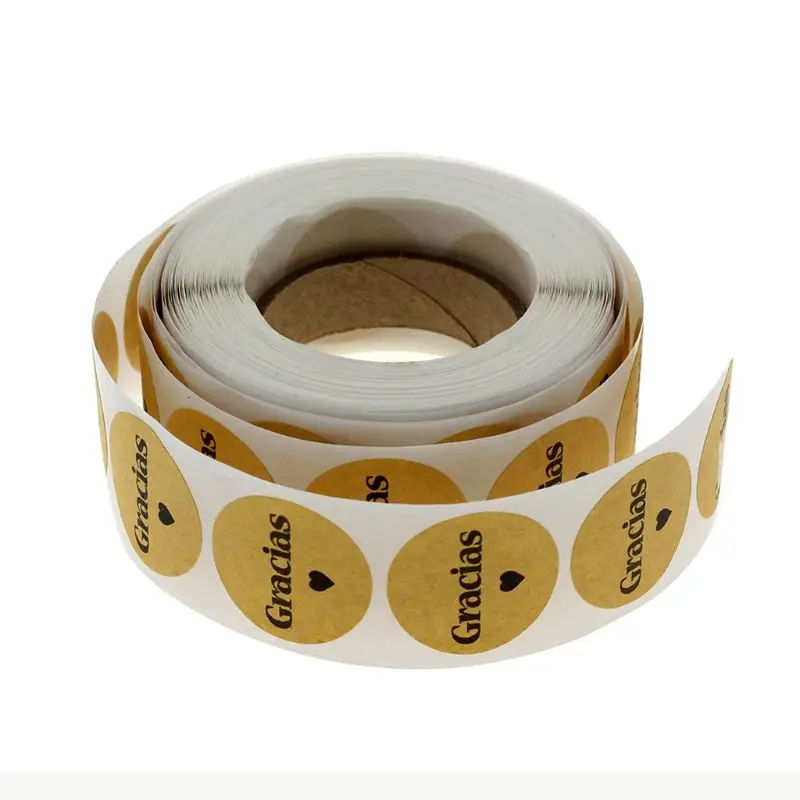 

500pcs Kraft Gracias Spanish Thank You labels Stickers Envelope Package Seal