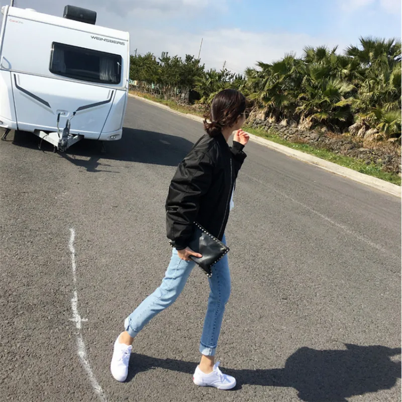

Jackets Women Korean Style Loose All-match Ulzzang Solid Streetwear High Quality Soft Trendy Simple Zipper Pocket Womens Clothes