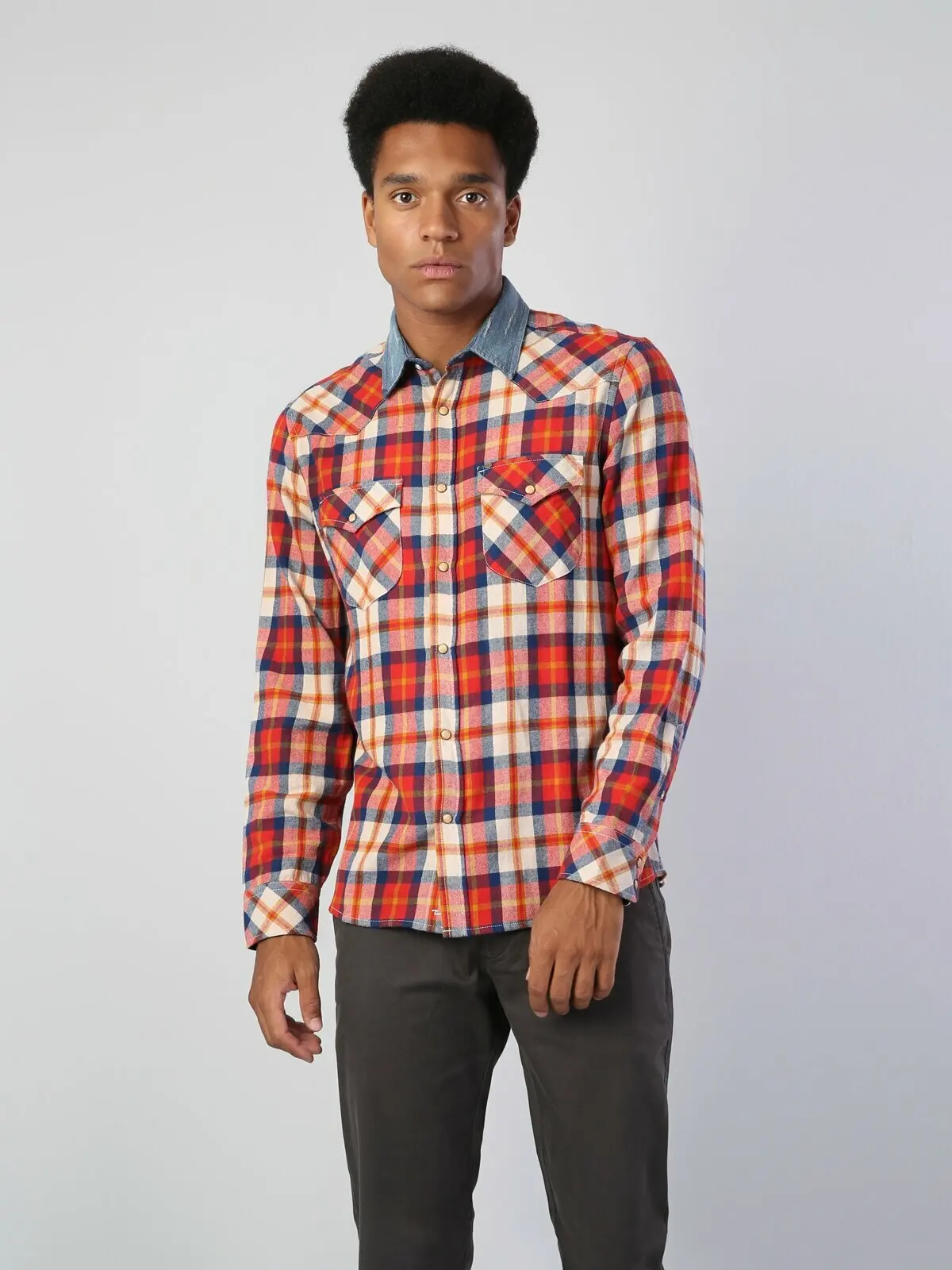 Colins стандартная Brıck с длинным рукавом ShirtMale Модная рубашка для мужчин CL1036307| |
