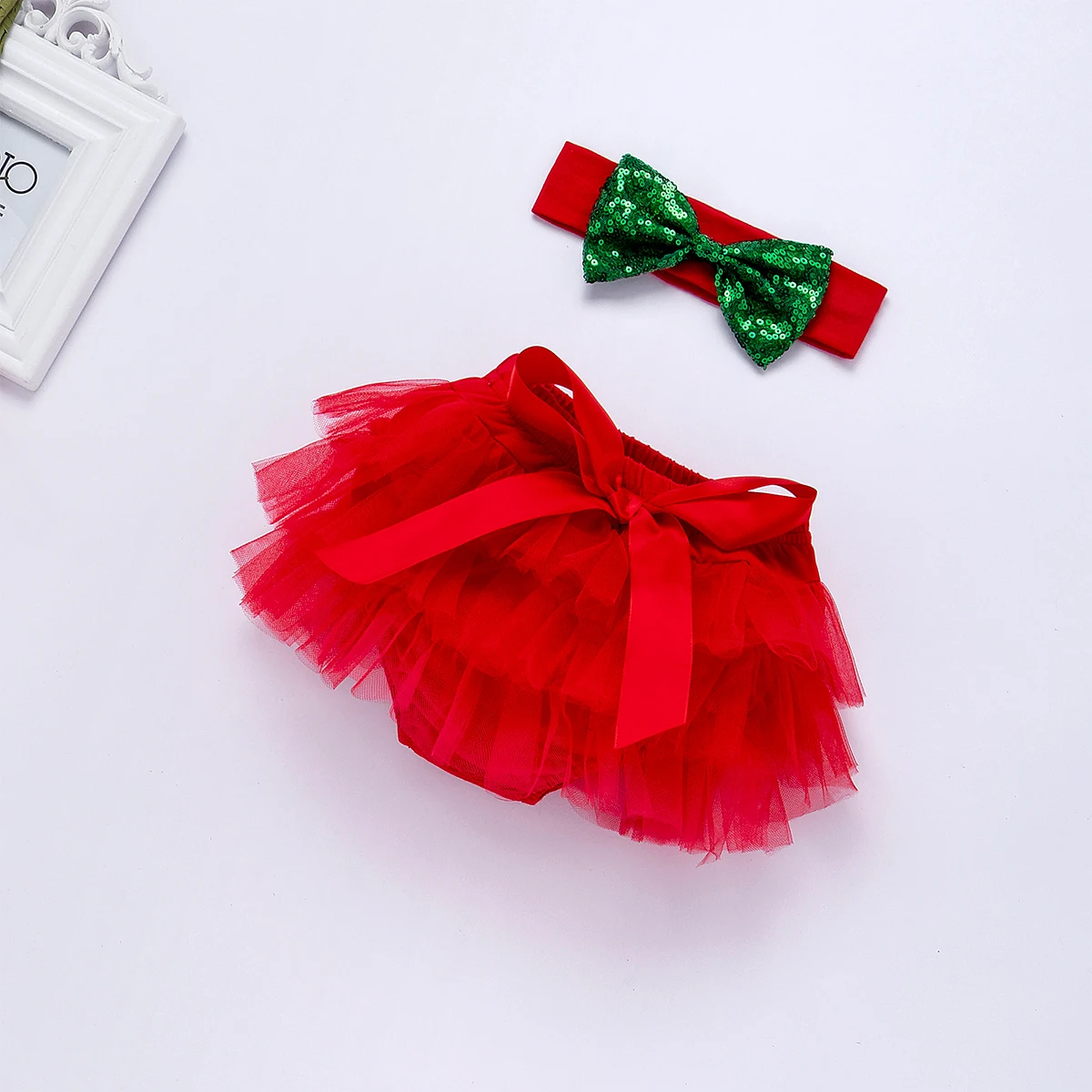 New 3PCS My 1st Christmas Baby Girl Romper+Lace Tutu Skirts Outfits Clothes | Мать и ребенок