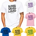 2020 Летняя мужская белая забавная футболка с коротким рукавом Christian Jesus BLESSED SAVED Love Harajuku винтажная мужская футболка Футболки с графическими принтами для мужчин