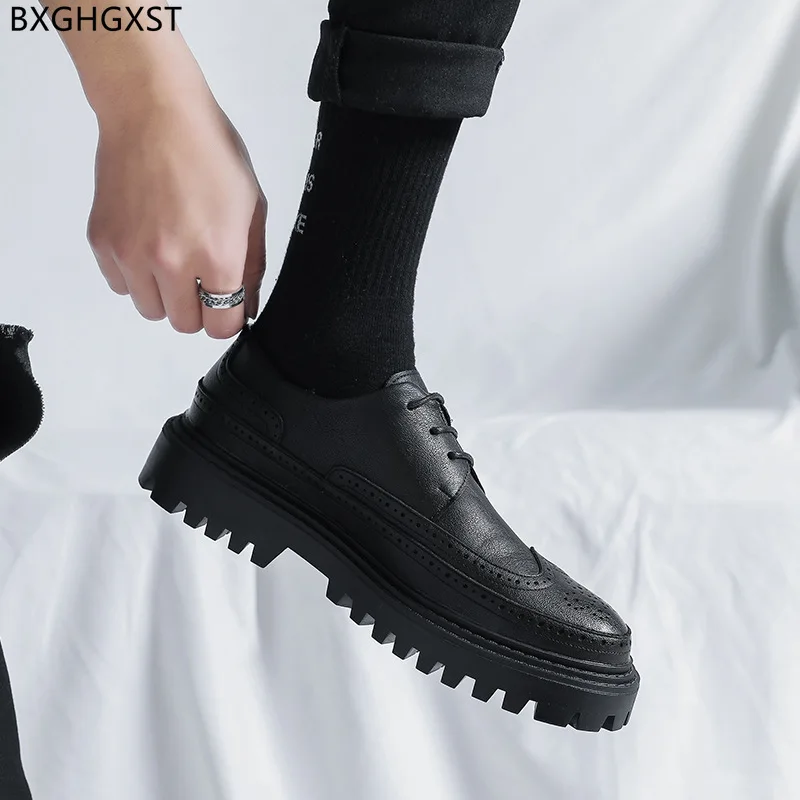 

Black Leather Casual Shoes Man Oxford Shoes for Men 2023 Fashion Brogue Man Luxury Brand Shoes Men Zapatillas Hombre Chaussure
