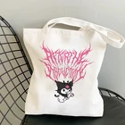Симпатичная Холщовая Сумка для покупок в стиле Харадзюку Y2k, мультяшный рисунок, многоразовая сумка-тоут, сумки, складные сумки через плечо