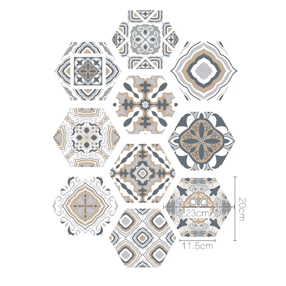 Assorted Color 10 шт. ПВХ стикер на стену Шестигранная плитка самоклеющаяся напольная наклейка - Цвет: Assorted Color