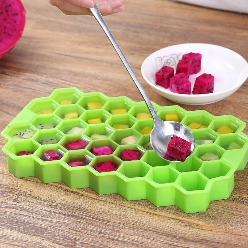 

37 Cubes Ice Maker Mould Ice Tray Cube DIY Honeycomb Shape Food Grade Silicone Fruit Ice Cream Tool for for Bar Whiskey Drinking