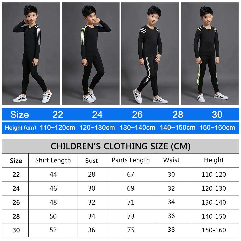 Children's sports suit 1 sets of sportswear jogging children training suit compression thermal underwear football clothing