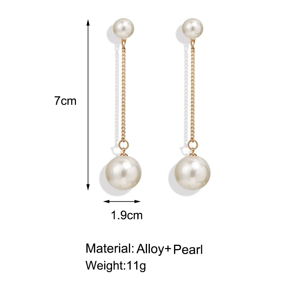 Trendy Elegant Simulated Pearls Long Dangle Earrings For Women Jewelry Pearls String Statement Drop Earrings Wedding Party Gift