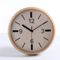 hot modern minimalist fashion digital wall clock imitation wood nordic round plastic wall clock study decorative clock