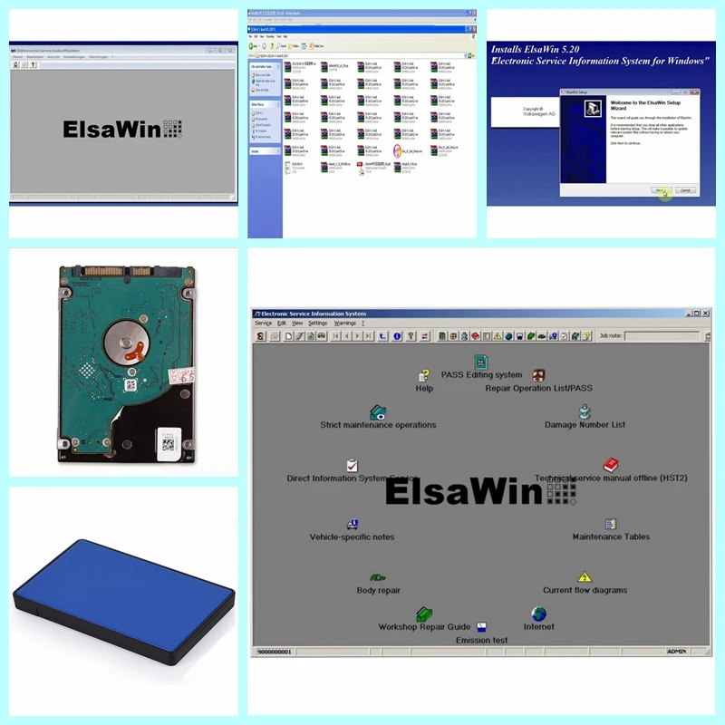 2020 Hot Sale ElsaWin 6.0 work for V.W 5.3 For Audi Auto Repair Software Elsa Win6.0 in HDD Military Factory price DHL Free Ship |