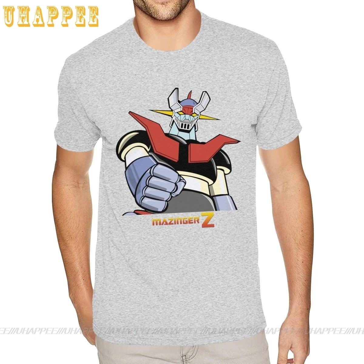 Серая мужская футболка Mazinger Z с принтом на заказ футболки из чистого хлопка