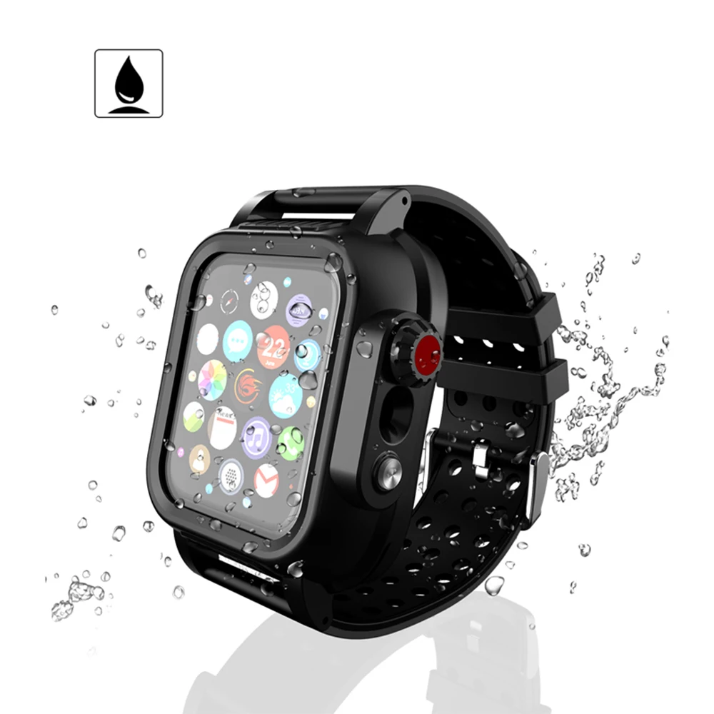 Водонепроницаемый Чехол IP68 с силиконовым ремешком для Apple Watch SE 6 5 4 40 мм 44