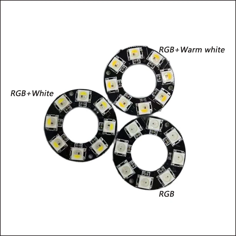 

8Bits 8LEDS ring LEDs WS2812B ring 5050 RGB LED light beads Ring Light with Integrated Module DC5V black PCB With built-in IC.