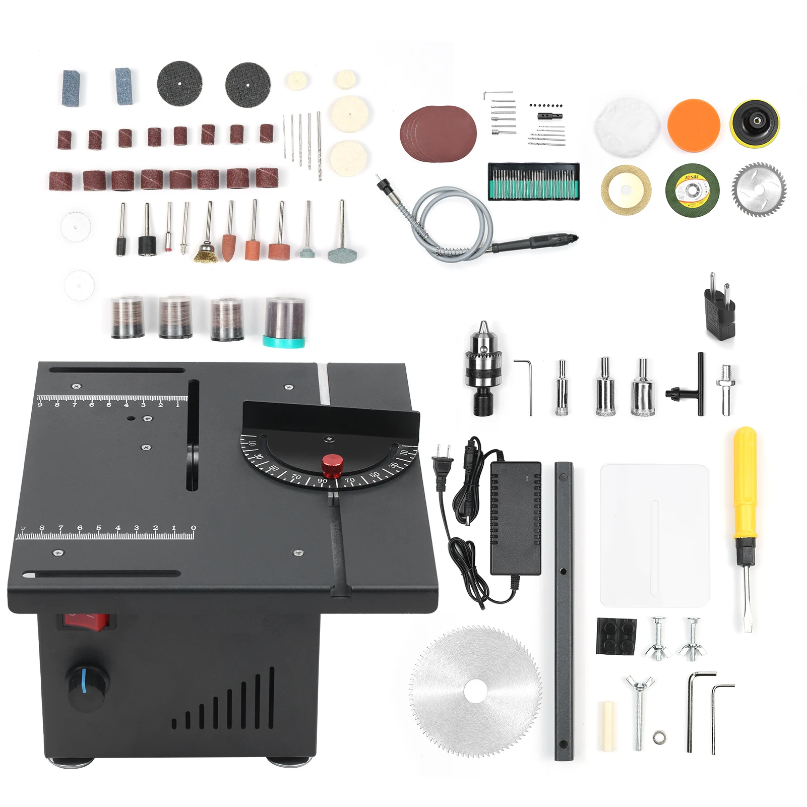 

KKmoon 110-240V 200W Table Saw Mini Desktop Electric Saw Cutter with Speed&Angle Adjustment 40MM Cutting Depth Liftable Blade