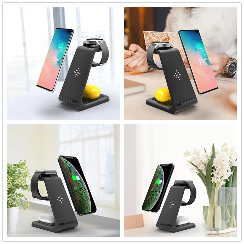 Беспроводное зарядное устройство 3 в 1 10 Вт быстрая зарядка для Iphone 11 Pro SE2 зарядная