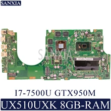 KEFU UX510UWK Laptop motherboard for ASUS ZenBook UX510UXK U5000U U5000UX original mainboard 8GB-RAM I7-7500U GTX950M