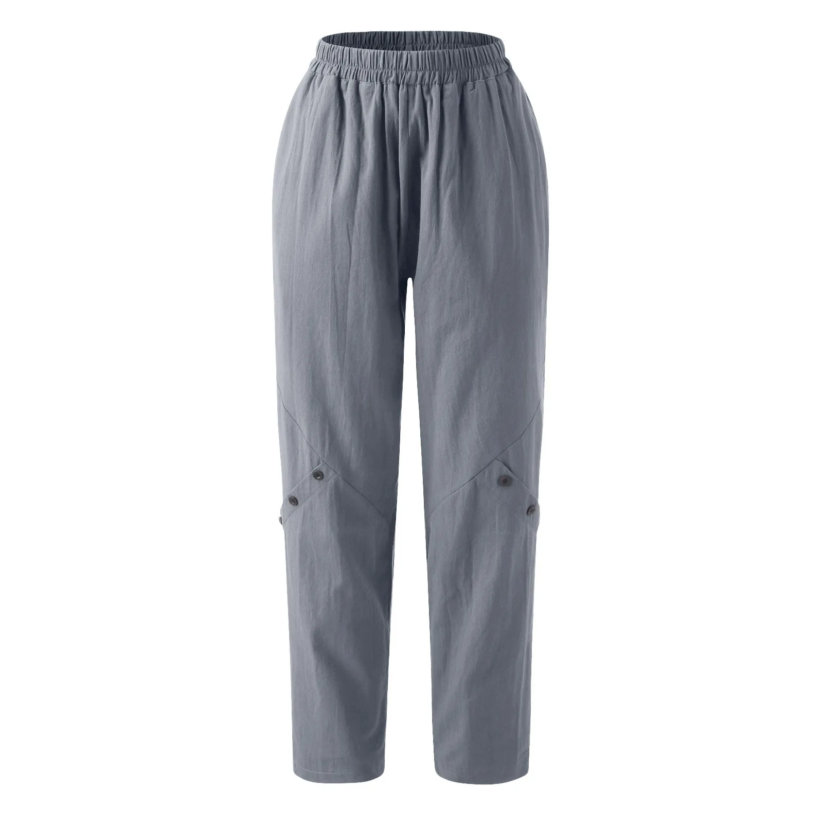 

Women's Harem Pants Vintage Casual Pants Women 2021 Spring Autumn Elastic Waist Solid Button Loose Trousers