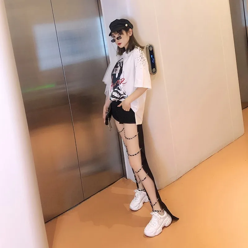 Новые брендовые пикантные женские джинсовые брюки в стиле панк с вырезами на