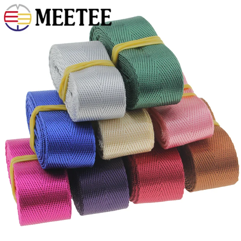 

Meetee 5meters 25mm Thick Nylon Webbing DIY Backpack Straps Car Seat Belt Sewing Accessories Smooth Silk Polyester Lace Ribbon