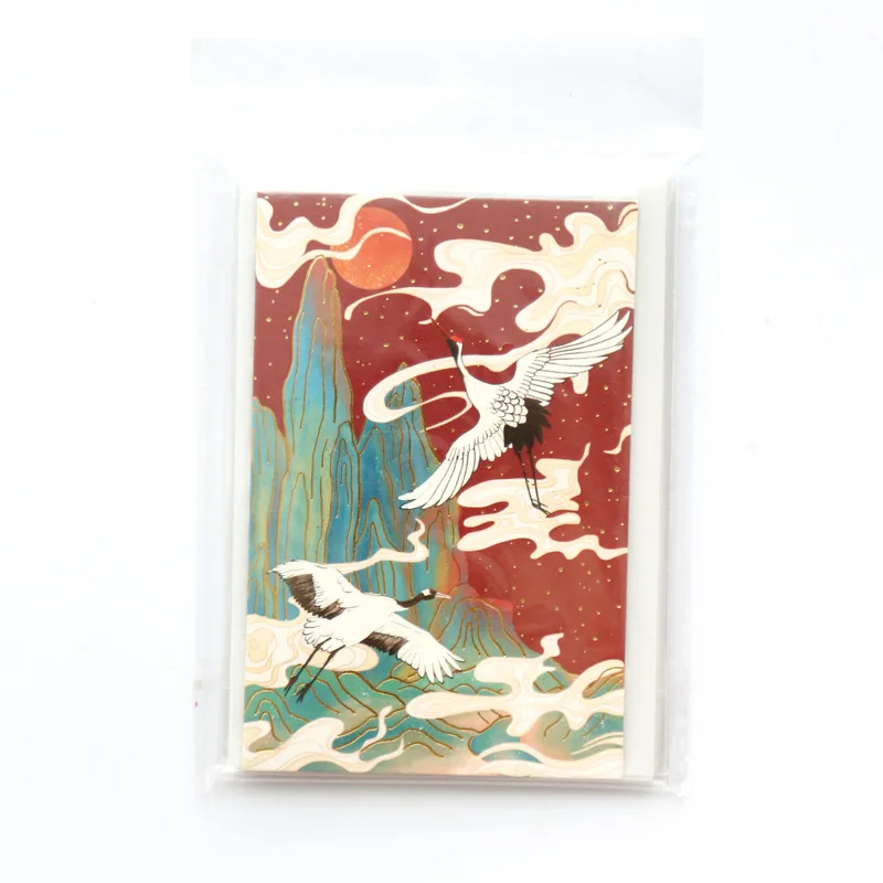 

4 Sets Creative Gilding Fodable Thank You Best You Card Set Chinese Style Plants Pattern Greeting Card Set Including Envelopes