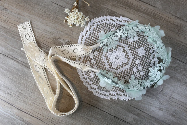 Korea Lace Flower Crown Head Band Hair Accessories lovely embroidery Headband for Grils Bow Princess | Детская одежда и обувь