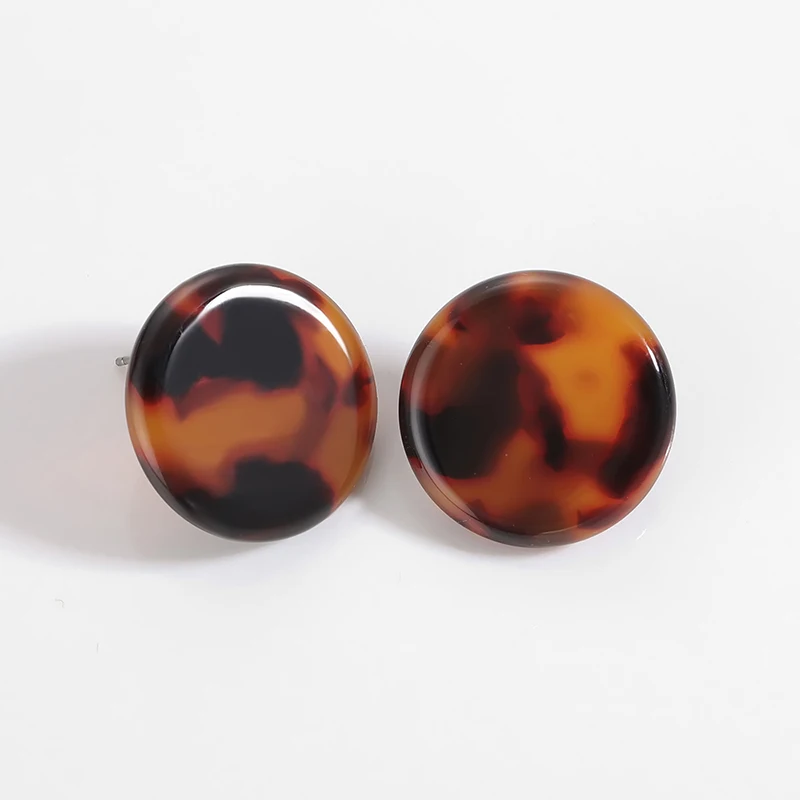 Акриловые геометрические круглые серьги-гвоздики для женщин ручной работы