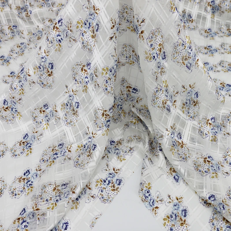 50 см * 130 натуральный белый шелк Марля плед жаккард свадебное платье ткань