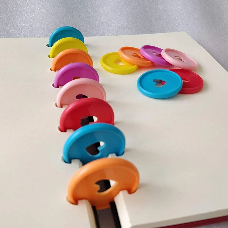 

60 Pieces Of Plastic Discs for Loose Sheets, 6 Colors, Discbound Expansion Discs Heart Binder Rings for Additional Pages