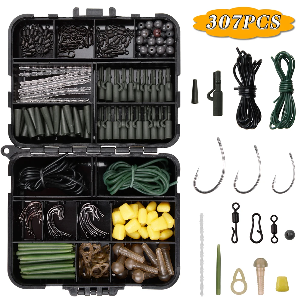 307 шт./кор. набор рыболовных снастей для ловли карпа включая безопасные свинцовые