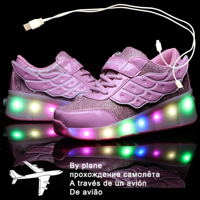 27-40 Розовый Белый USB зарядка Мода для мальчиков и девочек светодиодный светильник