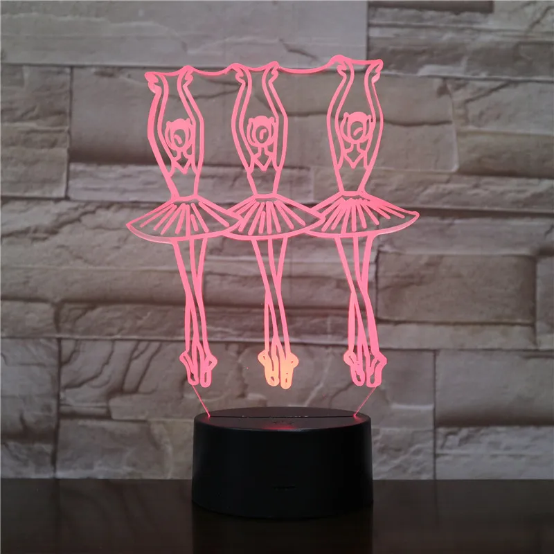 

3D Lamp Triple Ballet Dancer Battery Operated Awesome Decoration for Living Room Atmosphere Bright Base Led Night Light Lamp