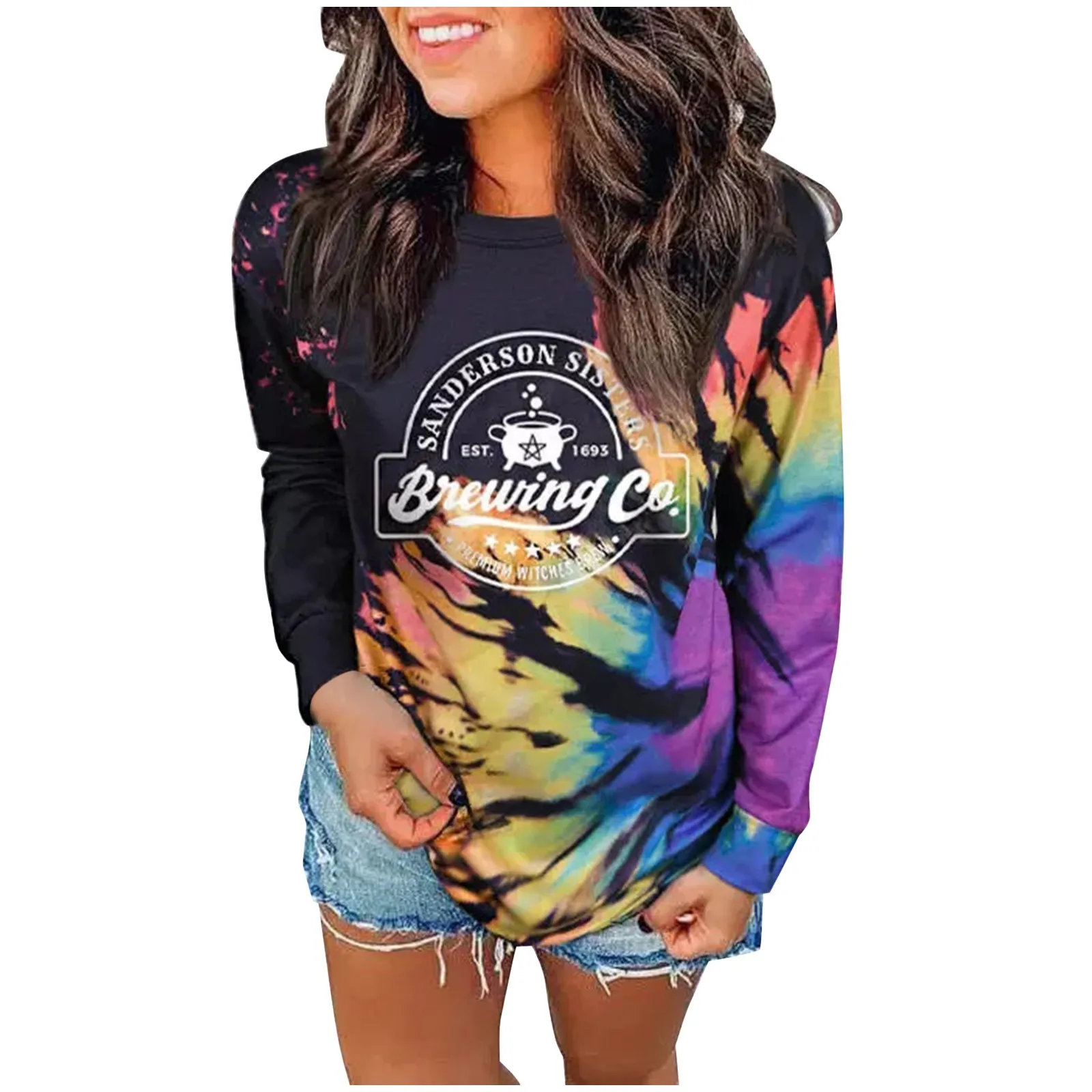 

Harajuku Style Women Pullover Sweatshirts Casual Printed Round Neck Long-sleeved Hoodies Tops For Ladies Girl Polerones De Mujer