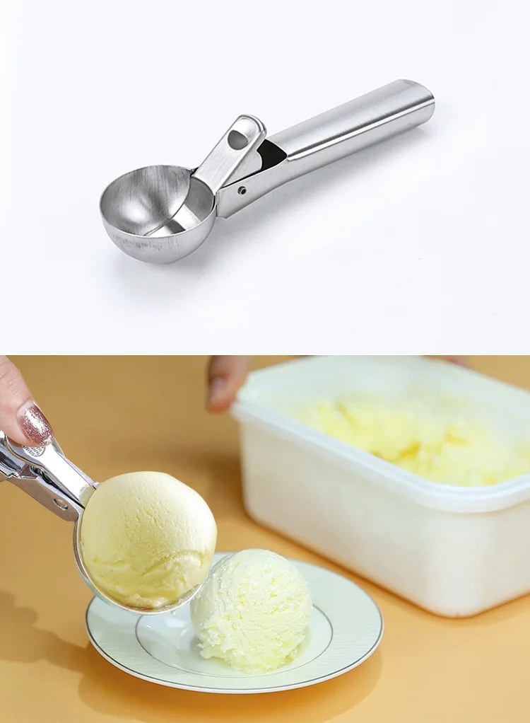 

Stainless Steel Ice Cream Scoop Kitchen Accessories Ice Cream Tools Anti-freeze Handle Scoops Kitchen Utensils Watermelon Spoon