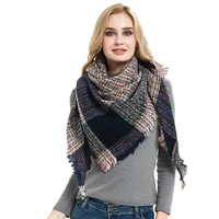 autumn and winter hot sale triangular scarf ladies neck small plaid thin shawl keep warm fashion