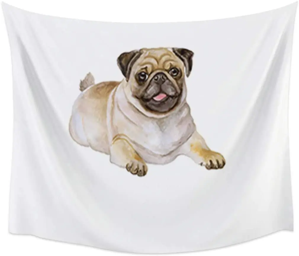 

Dog Lover Decor Tapestry Wall Hanging, Decoration for Bedroom Living Room Sofa Bed Wall Blanket for Men Women, Pug Puppy