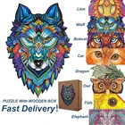 Деревянный Пазл сделай сам для взрослых и детей, каждое изделие имеет искусственную головоломку в форме животного для улучшения концентрации