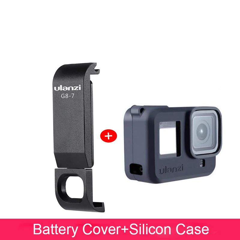 with silicon case Ulanzi G8-7 Gopro 8 крышка батареи Съемная крышка батареи type-C порт зарядки для Gopro Hero 8 аксессуары - Цвет: with silicon case