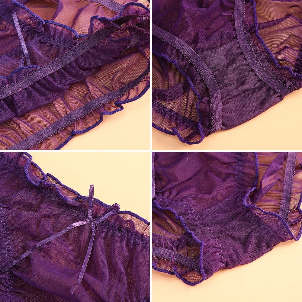 

AIJOLEN Solid Color Hollow Sexy Ladies Briefs Lace Mesh Bow Underwear High Elastic Mid-waist Seamless Panties
