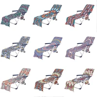 mandala beach towel chair cover quick drying microfiber chaise lounge towel cover with pockets for pool sun lounger hotel garden