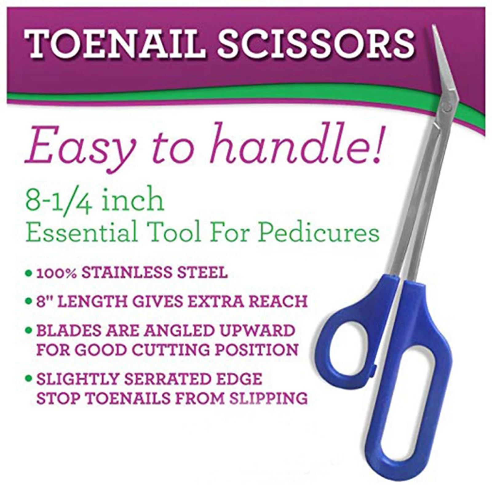 

Long Handle Toenail Scissors for Seniors - Perfect for Easy Use - Toe Clippers for Men and Women