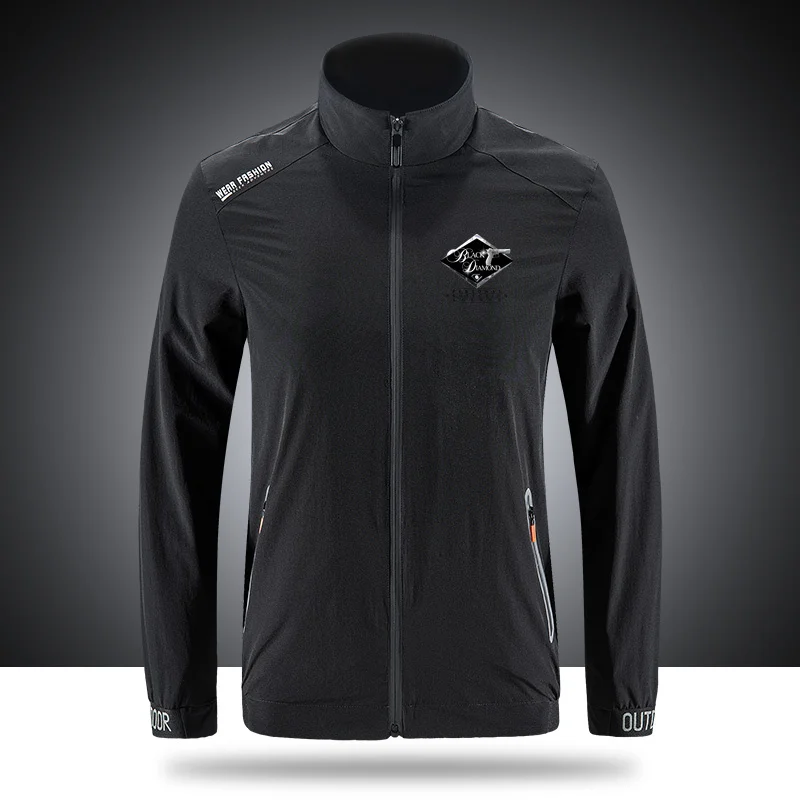 

Black Diamond jackets Breathable Brand Jackets Men's Outdoor Zippered Light Soft Fashion Front Printing sportswear jackets N027