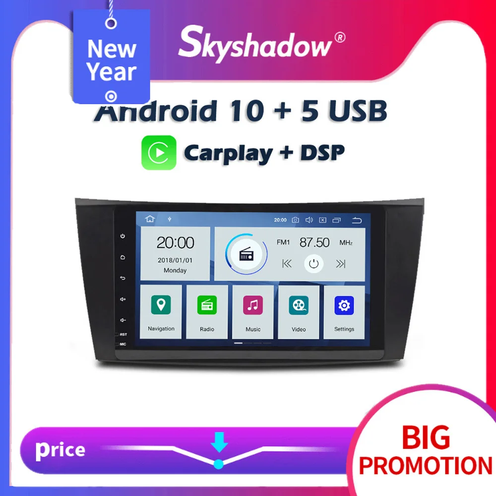 Автомобильный DVD-плеер Carplay DSP PX6 IPS Android 10 4 Гб + 64 GPS карта RDS радио Bluetooth для Benz W211 W463
