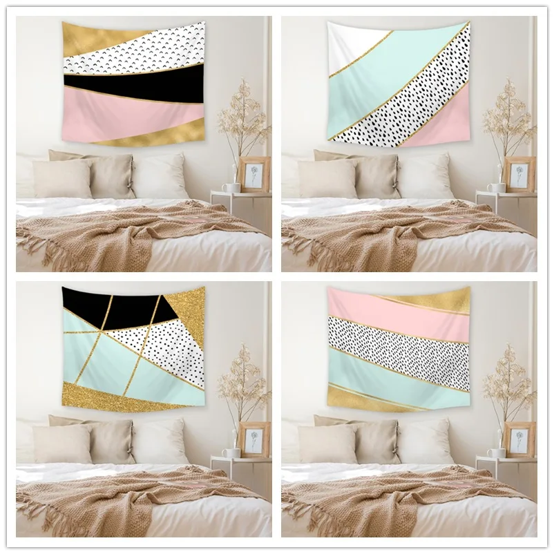

Цветной простой геометрический серийный гобелен, настенное одеяло, пляжное полотенце, скатерть, фоновая ткань, нордическая ткань, Настенна...