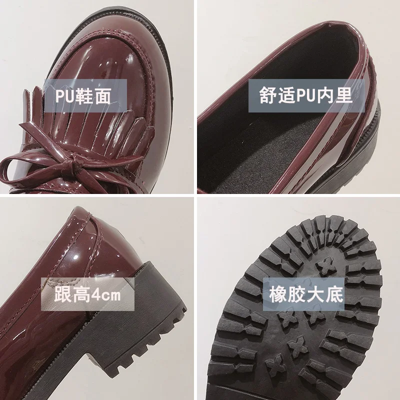 

Casual Woman Shoe British Style All-Match Modis Slip-on Autumn Oxfords Shallow Mouth Female Footwear Round Toe Black Flats Prepp