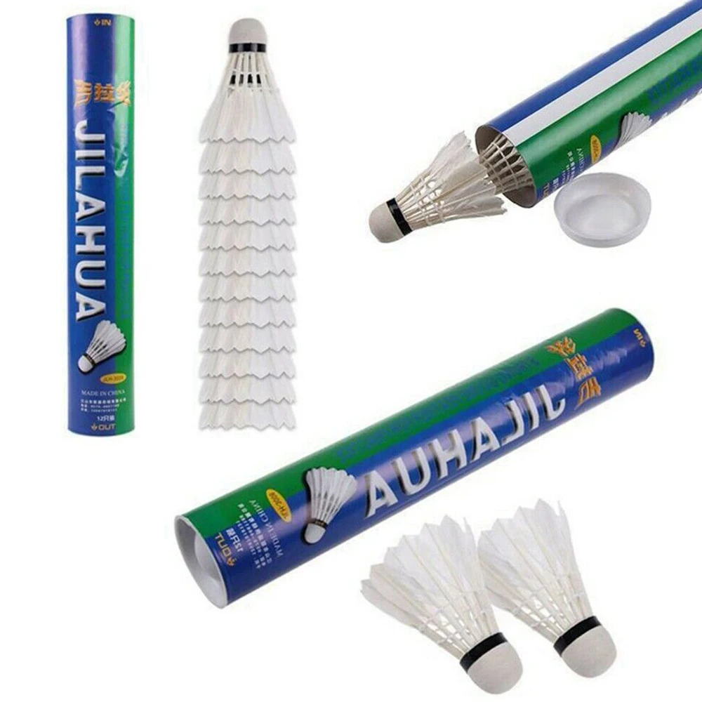 12 шт. спортивные бадминтон белые шары воланы из гусиных перьев Птички Бадминтон