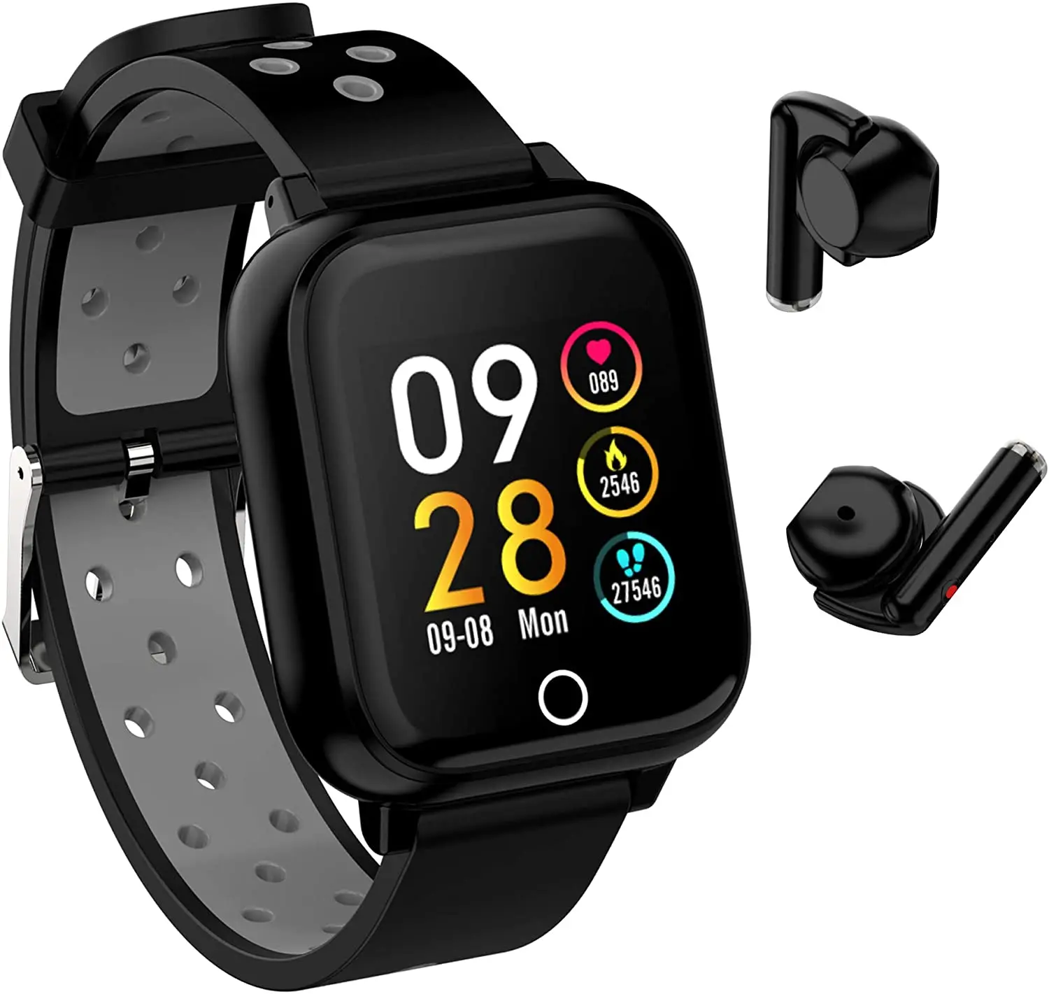 

Sofobod M6 Smart Bracelet Watch with Dual BT 5.0 TWS Earbuds Earphone, Fitness Tracker with Headphone 2 in 1 Smart Wristband